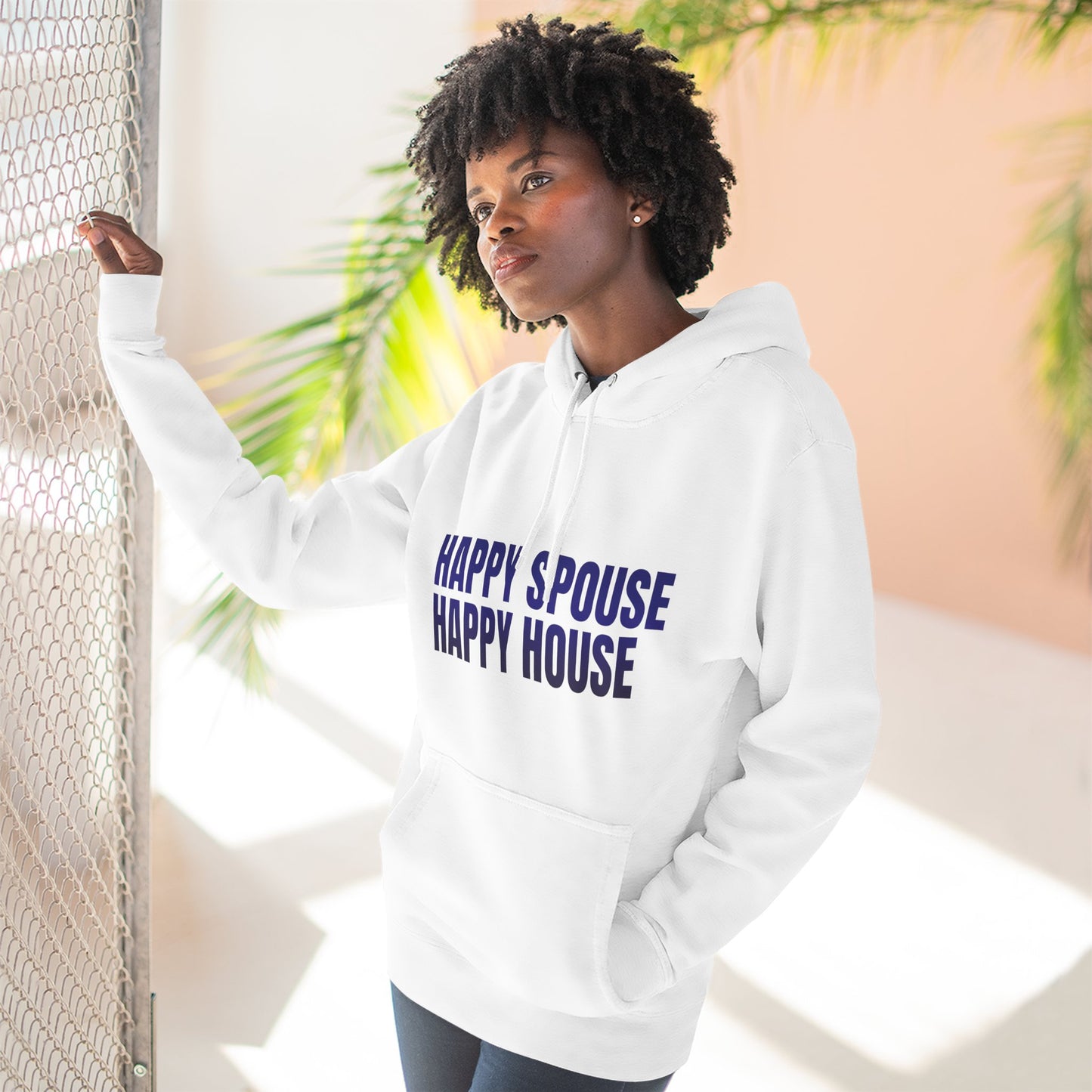 Happy Spouse Hoodie | Cozy Fleece Sweatshirt for Couples, Gift for Him or Her, Funny Relationship Apparel, Wedding Anniversary